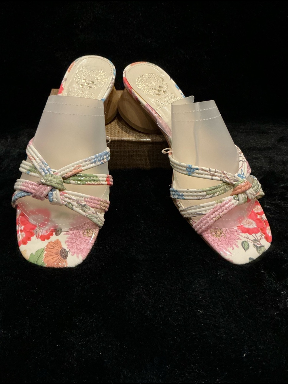 Vince Camuto Pastel Multi-Color Floral Slide Mules Size 6.5